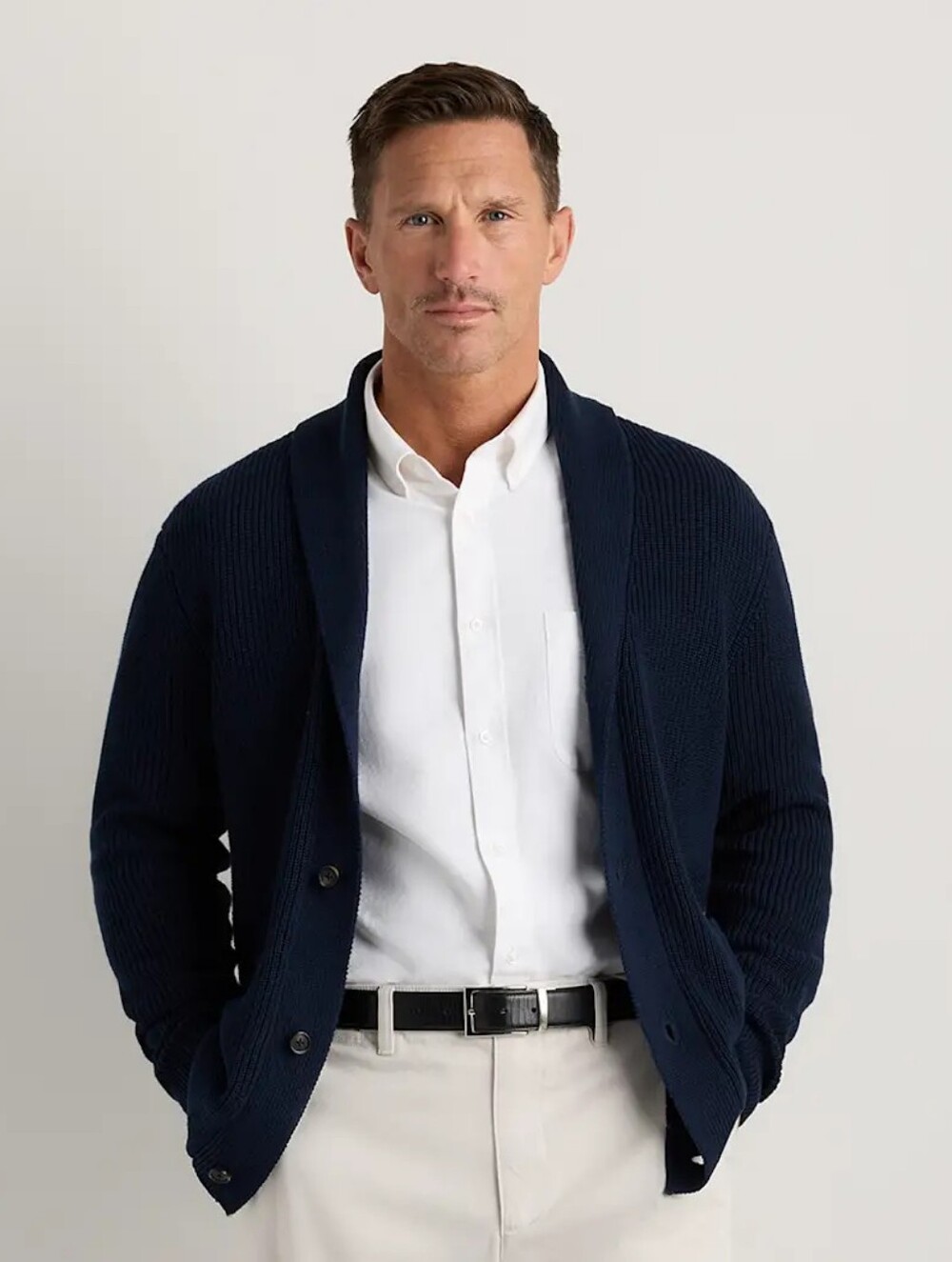 NWT Quince Men's 100% Organic Cotton Ribbed Shawl-Collar Cardigan Sweater